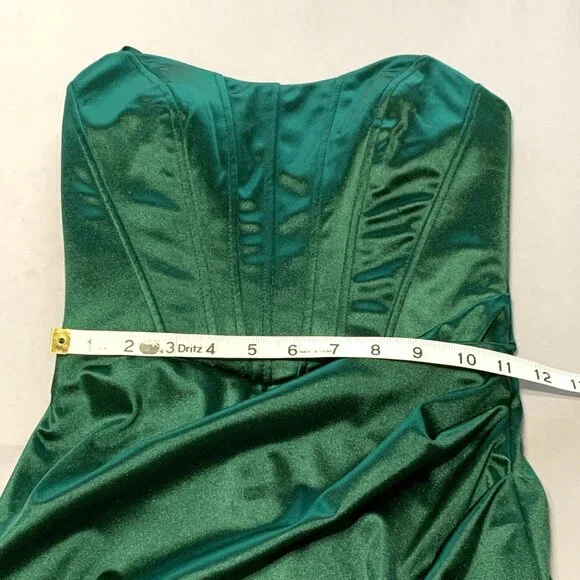 NWT Emerald Sundae Satin Evening Gown Dress Dark Green Women Size S Prom Wedding - Picture 8 of 14